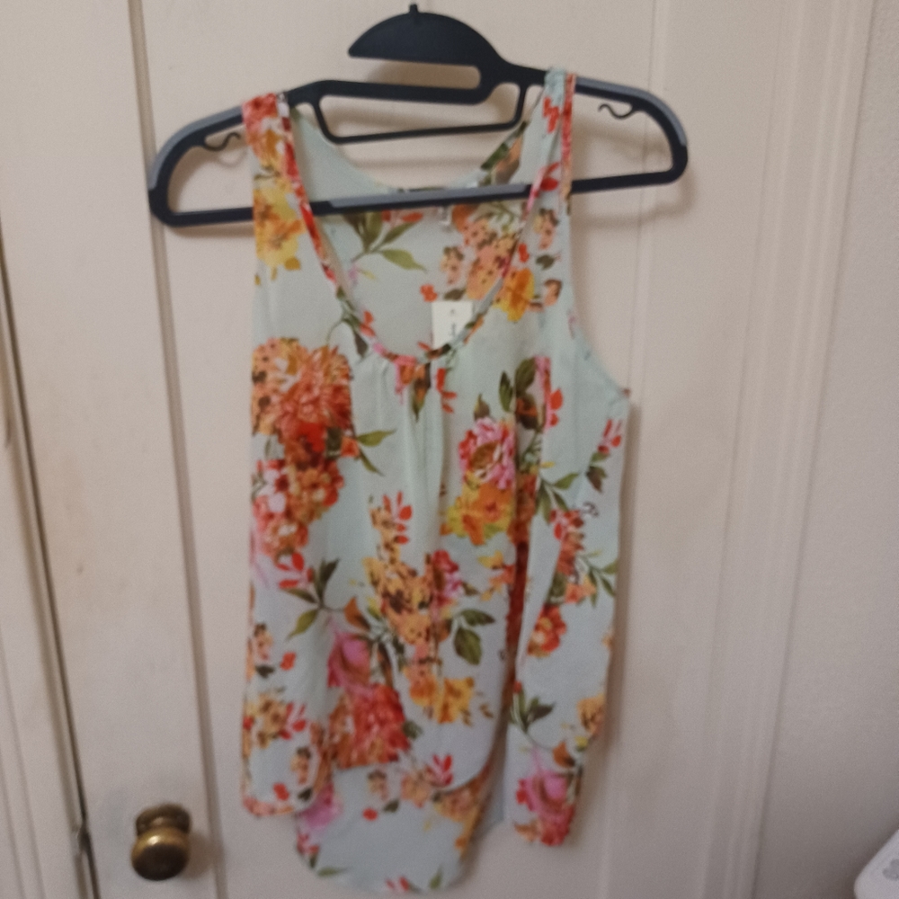 NWT Speed Limit MPH sheer Floral Tank Top  sz S